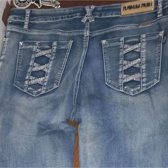 Platinum Plush Cross Me If You Dare Rhinestone Jeans - Picture 5 of 8